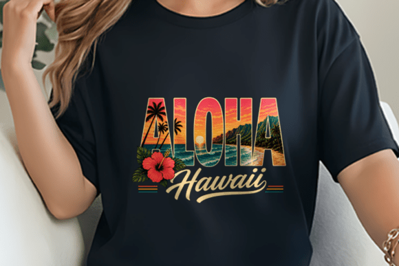 Aloha Hawaii Sunset Beach Hibiscus PNG: A Tropical Design for Visual Storytelling