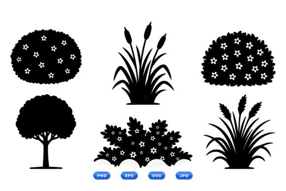 Botanical Shrub SVG Silhouettes for Creative Design Projects