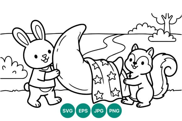 Bunny Squirrel Moon Star Vector: A Whimsical Design for Versatile Use