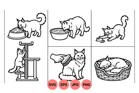 Cat Life Clipart Collection: Versatile Illustrations for Creative Projects