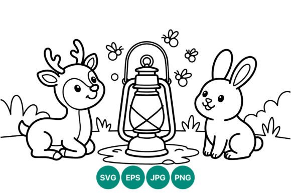 Cute Deer and Rabbit Black White Line Art: A Versatile Design Resource