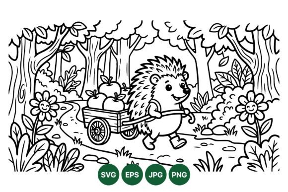 Cute Hedgehog Garden Walk SVG: A Playful Illustration for Creative Projects