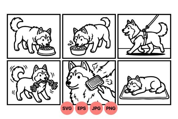 Cute Husky Life Clipart Scenes: A Versatile Visual Resource for Modern Design Needs