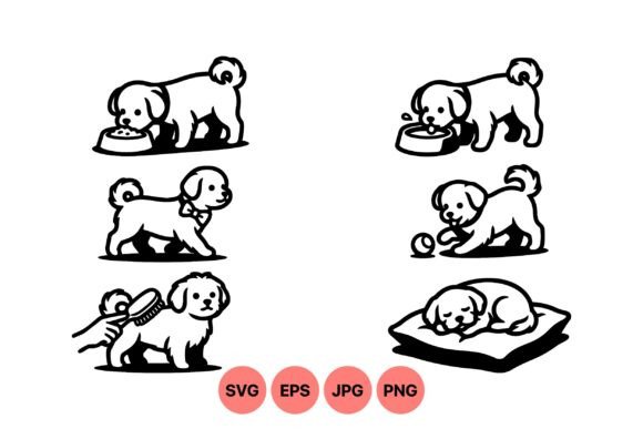 Cute Puppy Activity Clipart Set for Creative Projects