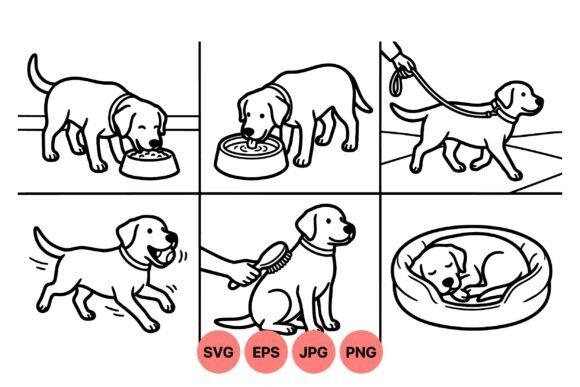Cute Puppy Daily Care Clipart: A Versatile Design Asset