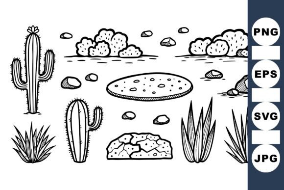 Desert Cactus Line Art Set: A Naturalist’s Design Companion