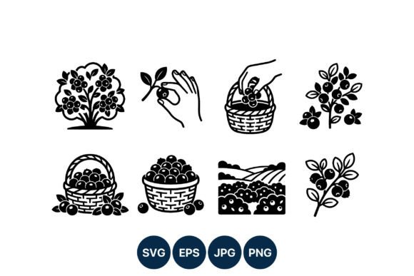 Enhancing Visual Projects with Blueberry Picking Basket Vector Art