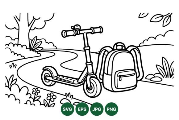 Explore Creativity with Kids Outdoor Scooter Coloring Pages: A Peaceful Park Adventure