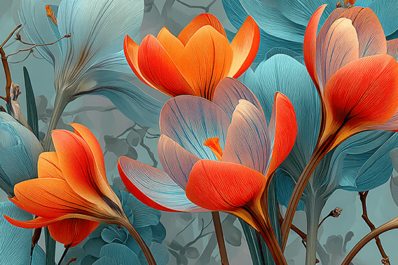 Exploring the Artistry of Orange Crocus Flower Digital Painting