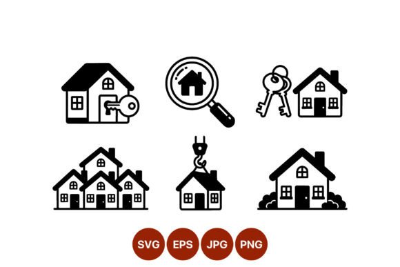 House Key Real Estate Icon Set: A Modern Design Solution for Visual Storytelling
