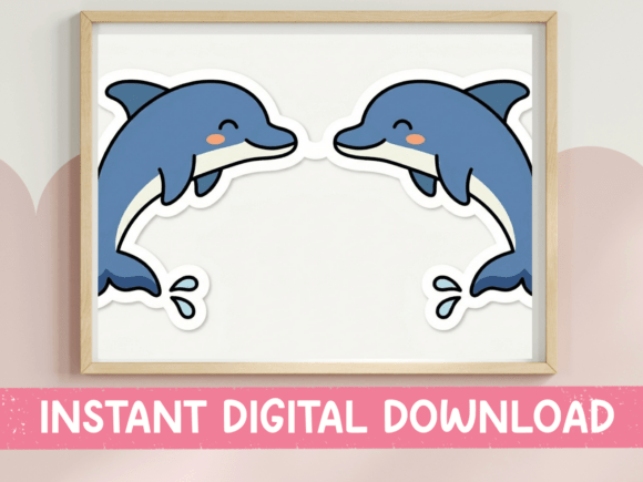 Pair of Jumping Dolphin Stickers