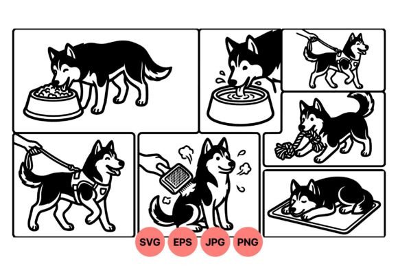 Playful Husky Dog Vector Art for Creative Projects