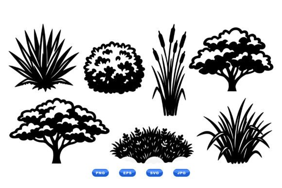 Silhouette Garden Plant Clipart for Versatile Design Projects