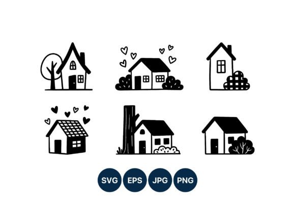 Simple Black and White House Icons: A Practical Design Resource for Versatile Use