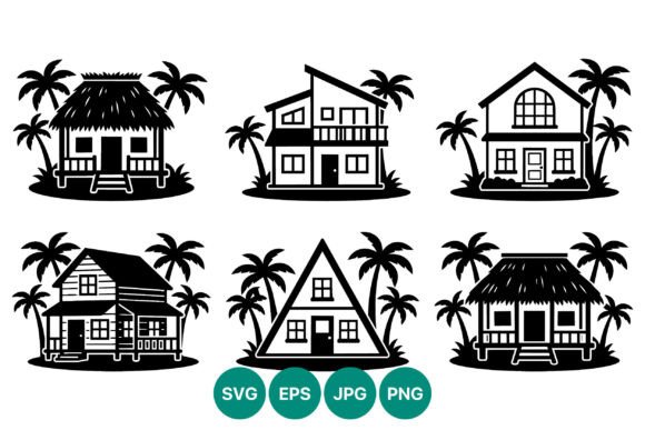 Tropical Houses Vector Art Collection: A Versatile Design Resource