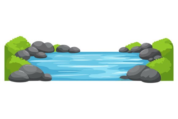 Vector Cartoon Pond with Rocks: A Versatile Design Asset for Creative Projects