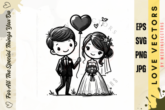 Wedding Couple and Love Vectors - C3144: Timeless Visuals for Romantic Narratives